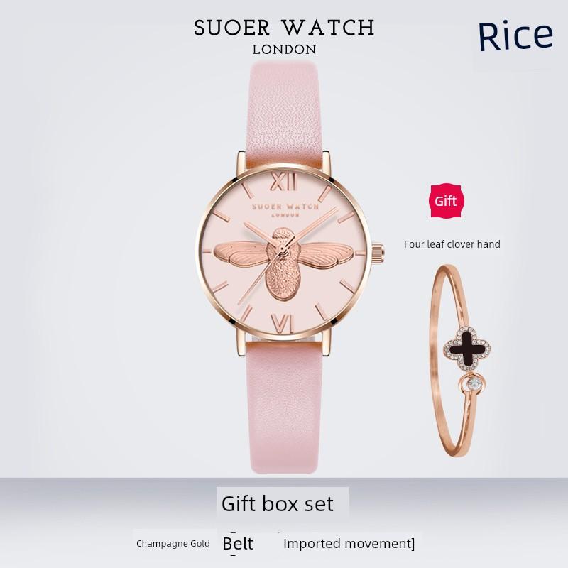 Light Luxury Bee Watch for Women, Fashionable and Trendy, Student-Style, Waterproof, Ins-Style, Niche High School Student Quartz Watch