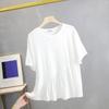 T-shirt Women Solid Color Summer Casual Large Size Loose Round Neck Pullover Short-sleeved Tops