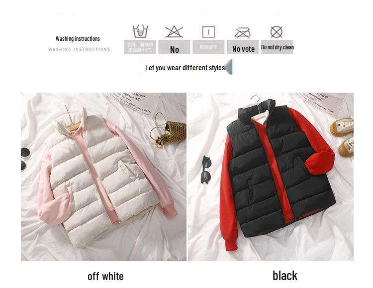Korean-Style Loose Winter Cotton Vest for Female Students - Sleeveless, Cotton-Padded, Bread-Style, Thickened Women's Coat