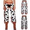 Cowboy Fringe Chaps Pants Cow Pattern Flannel Tassel Patchwork Adjustable Waist Trousers for Men Western Vintage Party Outfit
