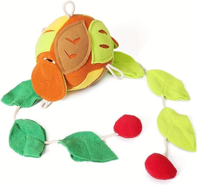 Interactive Dog Toy, Scented Sound Puzzle Ball with Three Handles, Plush Stress Relief Toy, for Medium Breeds, Machine Washable, No Charging Needed