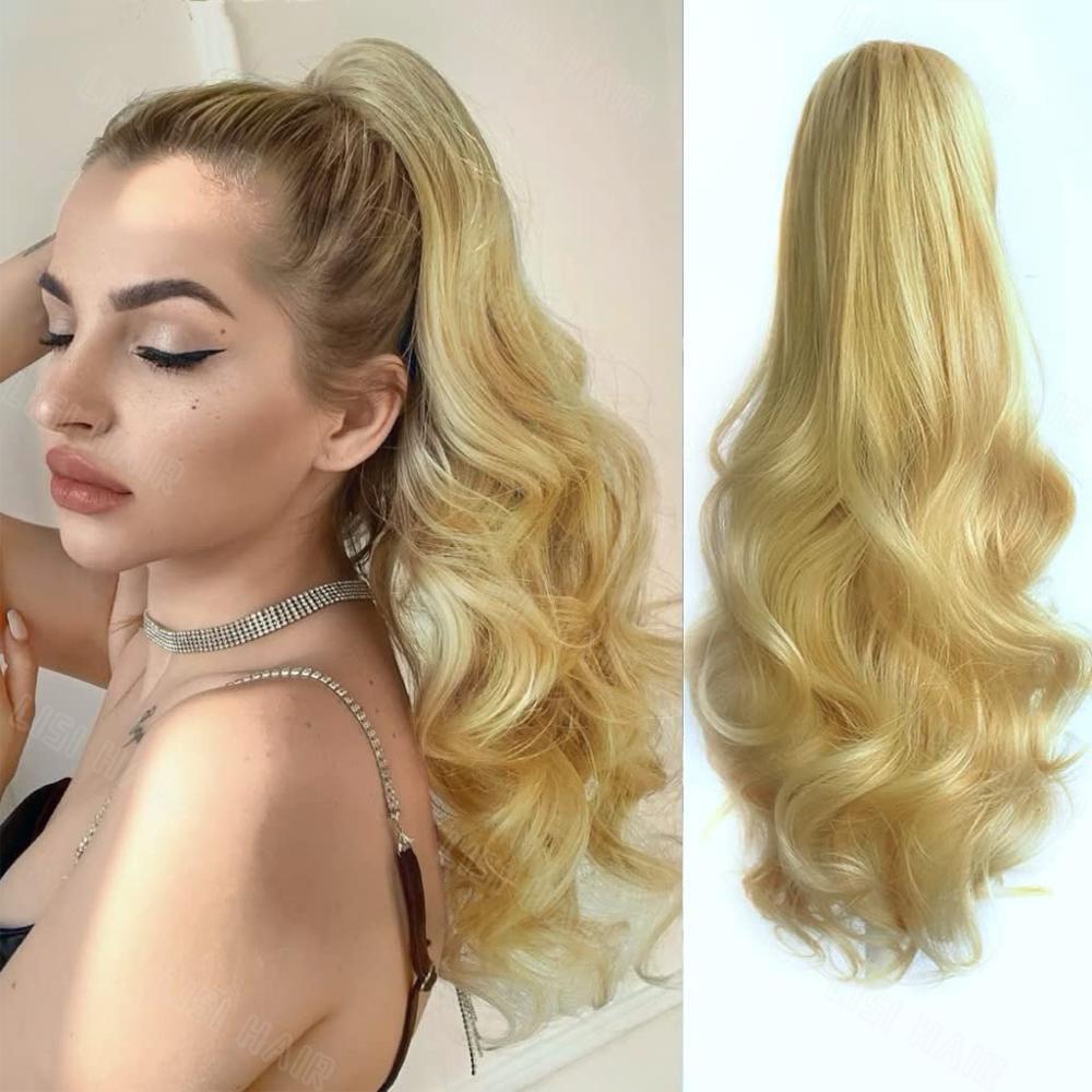 MISS WIG Synthetische lange Klaue gewellte lockige Pferdeschwanz Perücke Extensions Clip täglich flauschigen Pferdeschwanz Haarteil für Frauen