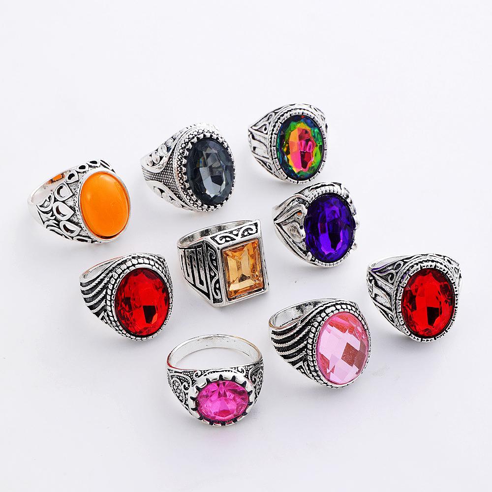 10/20/30/50 Pezzi Anelli Colorati in Vetro Retrò per Donne Uomini Colore Misto Gioielli Vintage Regali per Feste Stile Misto