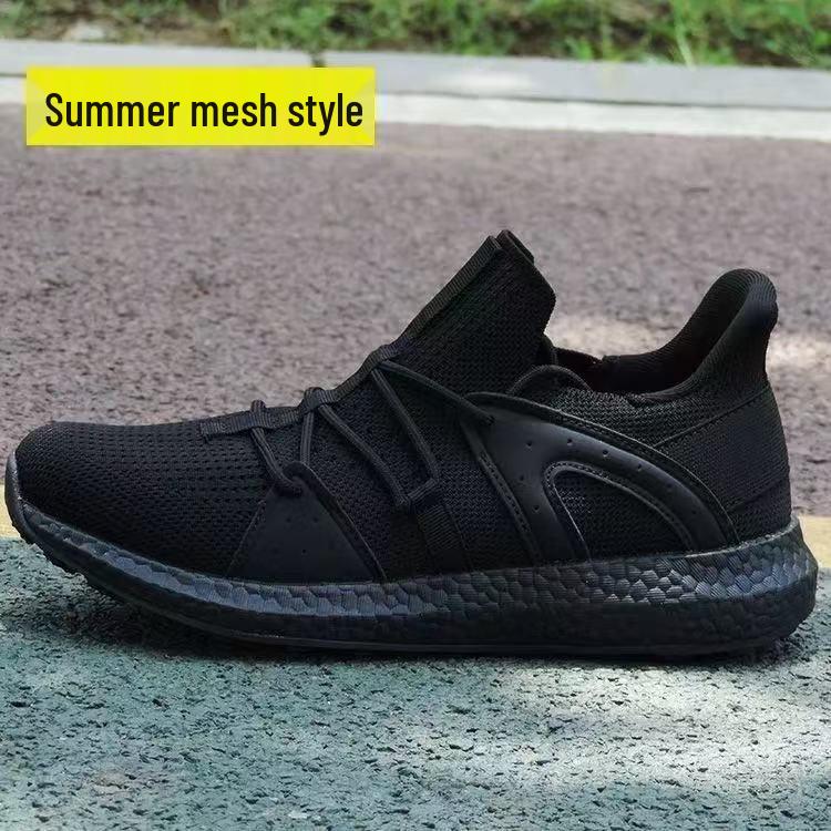 

Men s Ultra-Light Black Mesh Shock-Absorbing Running Shoes - Breathable, Super Soft, Summer Fitness Footwear 46