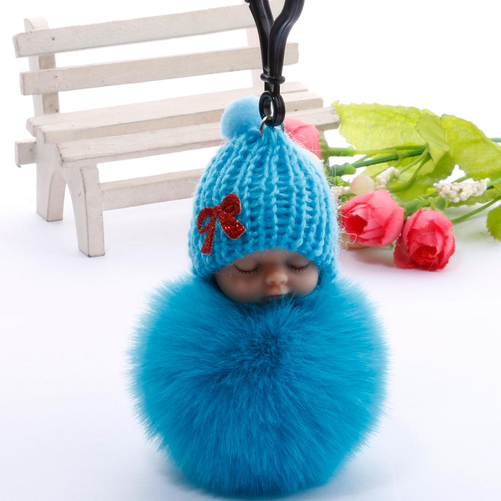 Imitation Rex Rabbit Fur Sleeping Doll Keychain - Cute Sleeping Baby Bag Pendant Gift