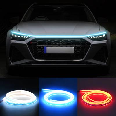 Neue LED Auto Motorhaube Dekoratives Lichtband Start Scan Dynamisches Umgebungslicht Auto Tagfahrlicht DRL Mit Blinkerlampe 12V