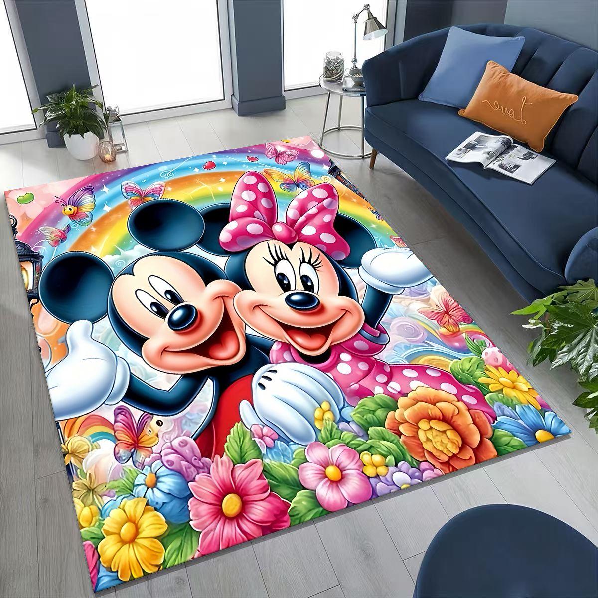 

3D Print Cartoon Minnie Mickey Mouse Rug for Bedroom Living Room Sofa Home Doormat Decor, Large Kid Play Non-slip Floor Mat Gift 40x60cm( 15x23in )