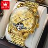 OLEVS 6607 Automatische Herrenuhren Top Original Mechanische Uhr für Herren Luxus Skelett Schwungrad Wasserdicht Kalender Armbanduhr