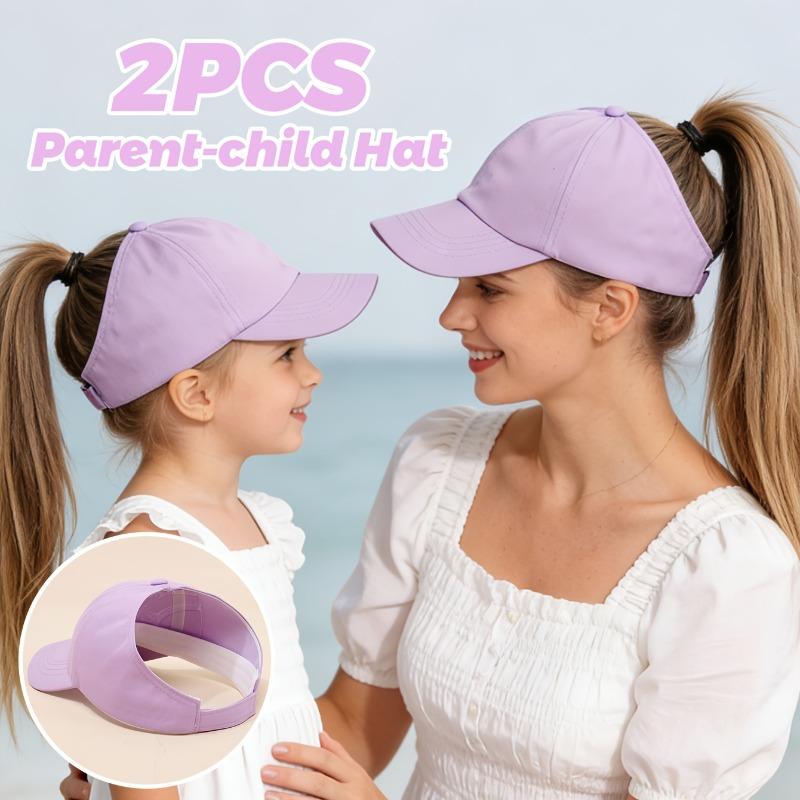 

2Pcs Parent-Child Ponytail Baseball Caps - Matching Summer Sun Hats for Mom and Kids 2pieces pack