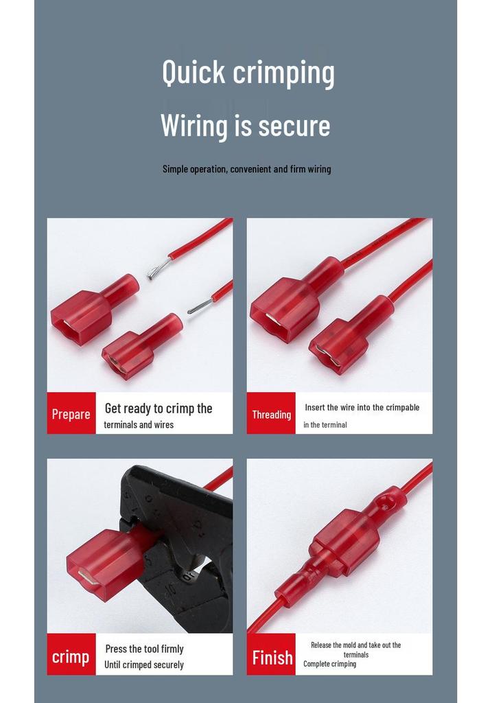 KT Nylon Male Fully Insulated Blade Terminal MDFN/A1.25/2/5.5-250 Cold Crimp Connector