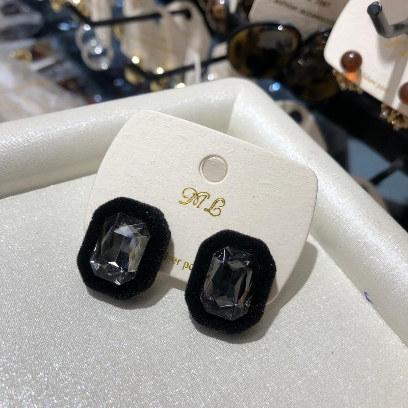 Корейский новый дизайн модные ювелирные изделия квадратные черные флокированные роскошные хрустальные осенне-зимние серьги элегантные женские аксессуары для вечеринок