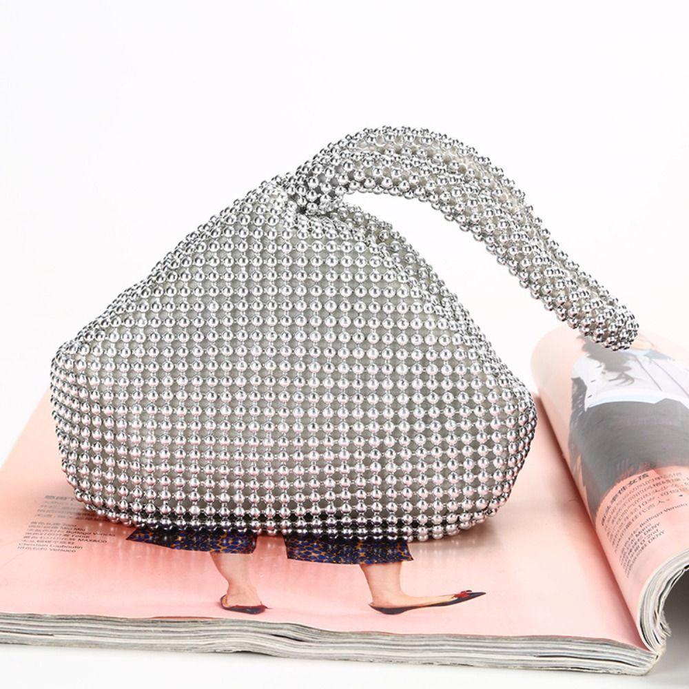 Triangle Design Glitter Imitation Rhinestone Clutch Sparkling Wrist Purse  Wedding