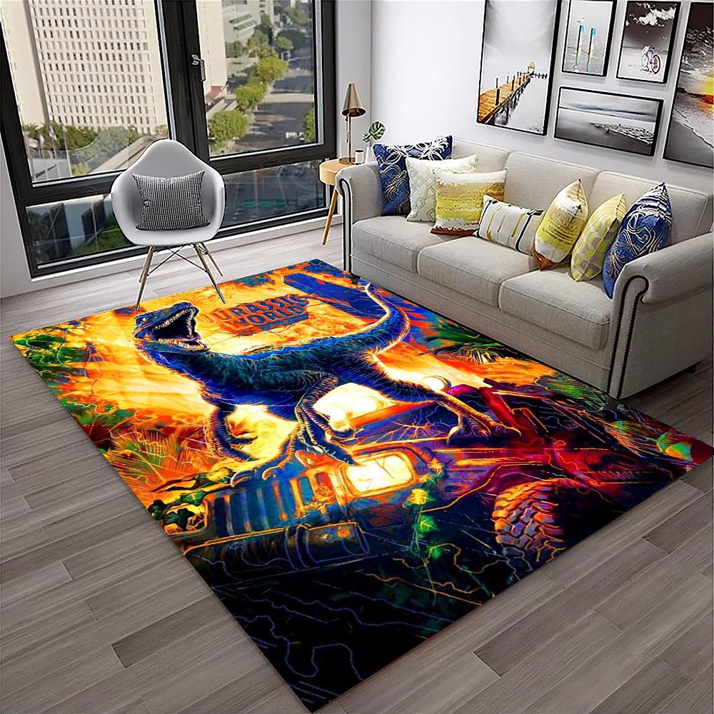 Jurassic Park Dinosaur Cartoon Child Carpet Rug for Home Living Room Bedroom Sofa Doormat Decor,Play Area Rug Non-slip Floor Mat