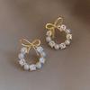 Butterfly Knot Faux Pearl Earrings for Women, Vintage Elegant Minimalist Dangle Jewelry Daily Holiday Gift