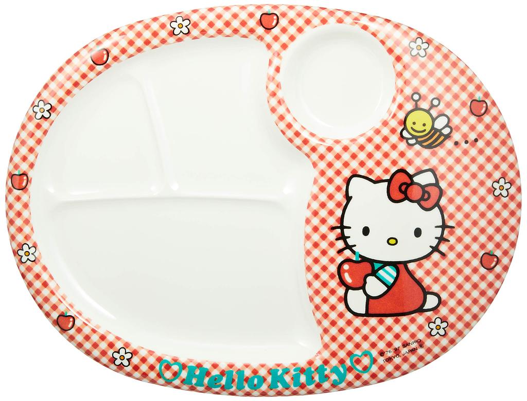 Daiwa Lunch Large Melamine RLV86 "New Kitty" Children's Plate, (Gingham), Resin, Japan,