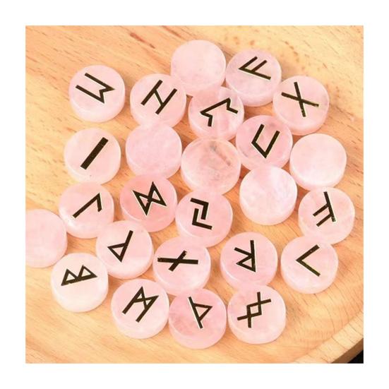 25Pcs Faux Crystal Agate Rune Stone Set Alphabet Rune Round Set Nordic Germanic Language Stone for Witchcraft Fortune-Telling