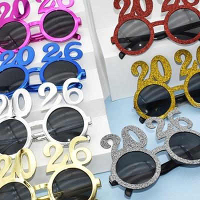 Ochelari de vedere Număr 2026 Ochelari Anul Nou Fericit Ochelari de soare cu sclipici diamant Recuzită Cosplay Decor pentru petrecerea de Crăciun Ochelari amuzanți
