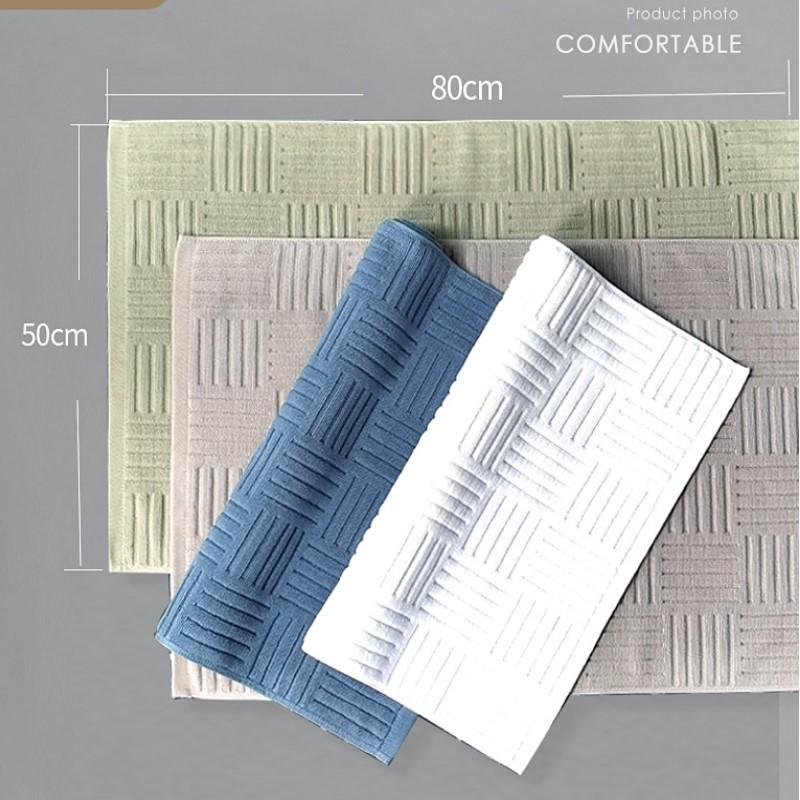 Inyahome Luxury Bath Mat Towels Cotton Absorbent Hotel Spa Shower Floor Towels Carpets Set for Bathroom Rug Pad 20 X 32 Inches