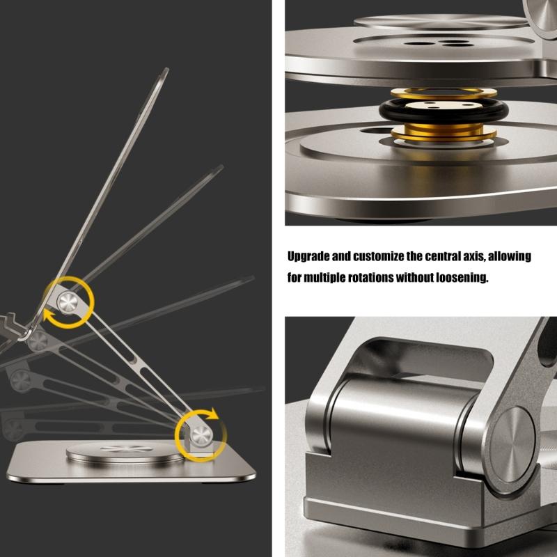 Faltbarer Tablet-Halter Ergonomische 360°-Schwenkbasis Wärmeableitendes Design Solide Metallkonstruktion für Tablets und Handys