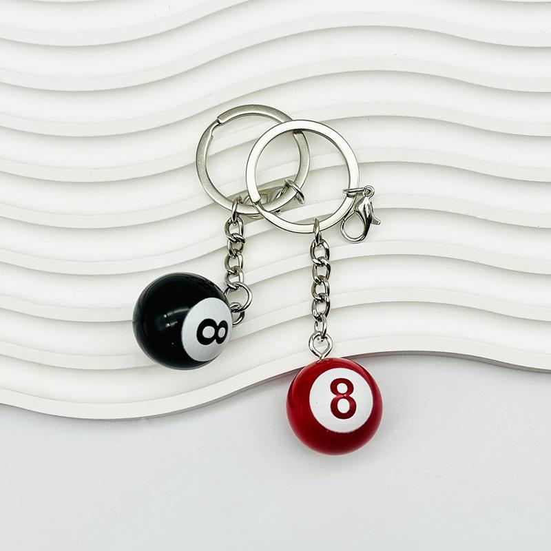 3D Resin Billiard Pool Keychain Black Red No.8 Table Ball Key Ring Fashion Creative Gift Bag Charm Lucky Table Ball Accessory