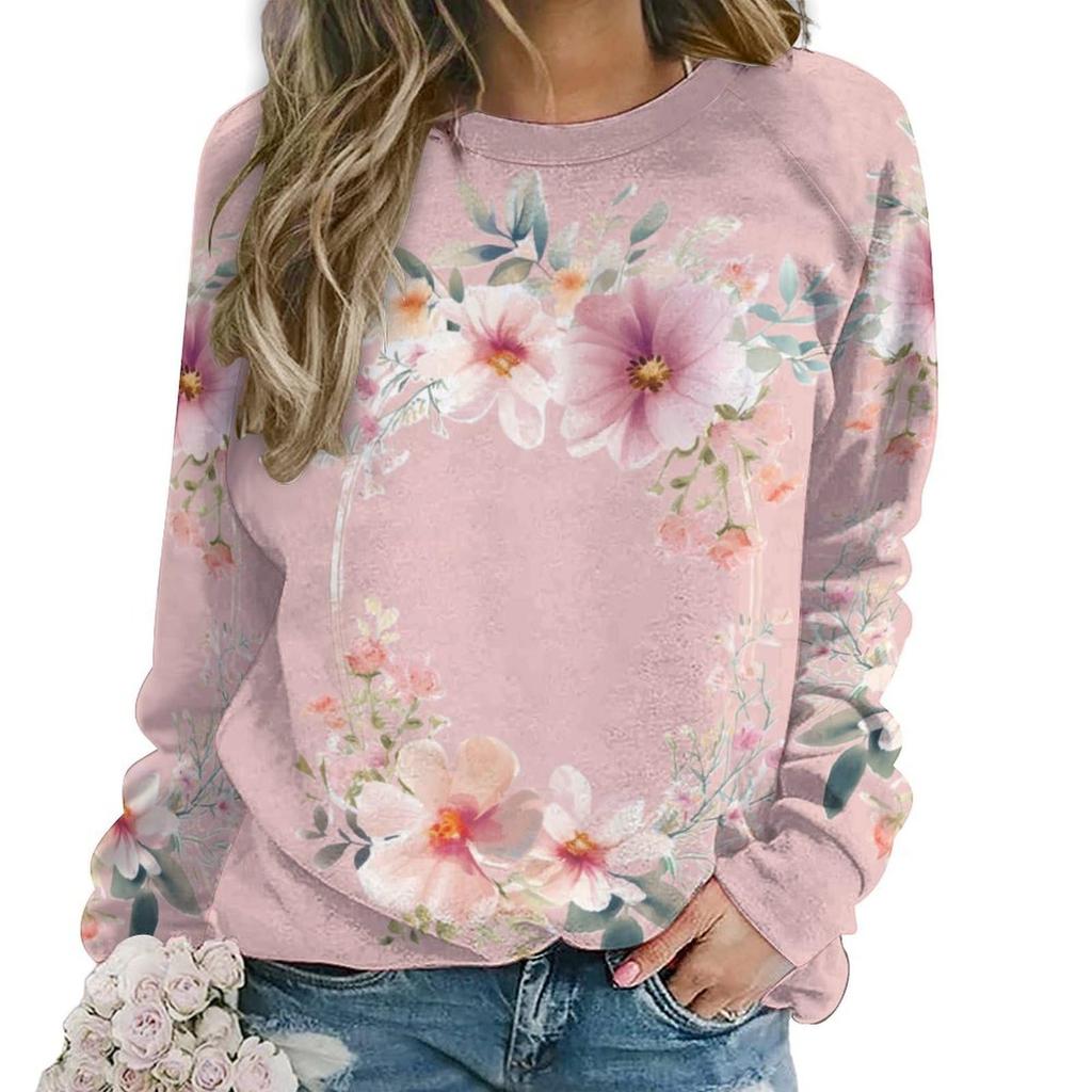 Floral Flower Pattern 3D Print Sweatshirts Women New Casual O-Neck Hoodies Streetwear Y2k Pullovers Harajuku Tops Woman Clothing