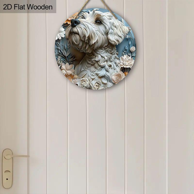 2D flat hanging decorative signs,interior wall or door decoration,garden decoration,the pattern is a cute dog,a housewarming gift for friends