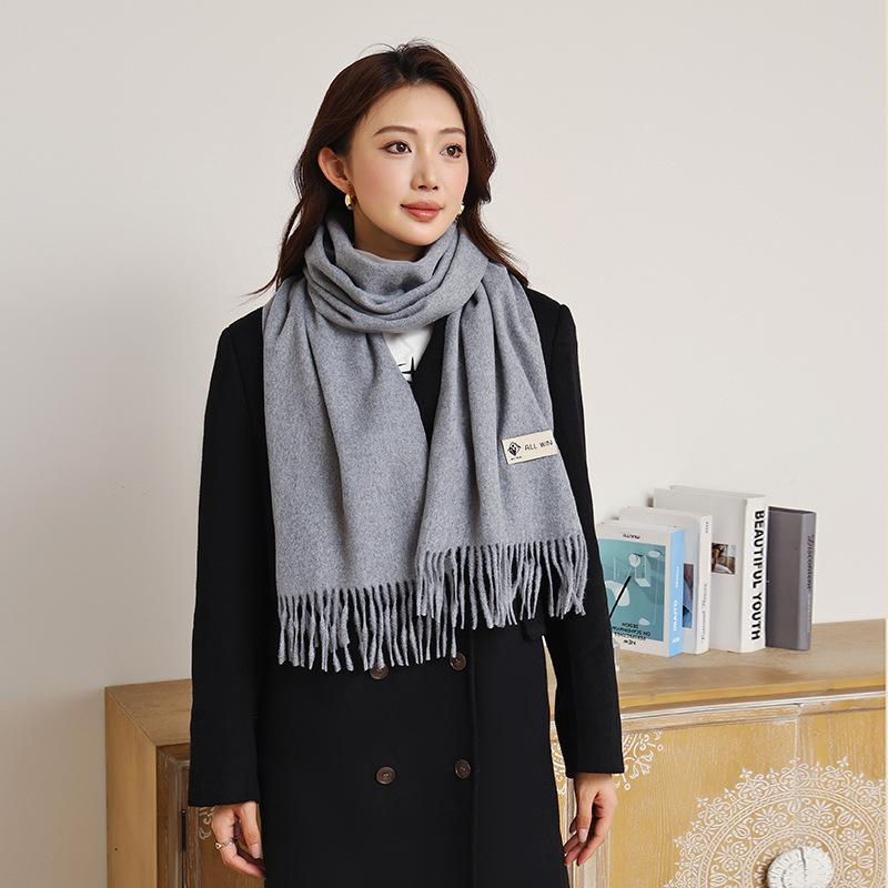 Red Scarf Women's Autumn and Winter High End New Couple Cashmere Wool Scarf Versatile Korean Version Red Scarf