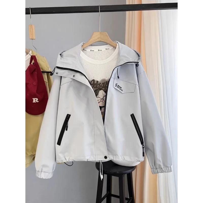 Wiosna 2025 Nowy Luźny Design Bluza z Kapturem Kurtka Haftowana Literami dla Kobiet