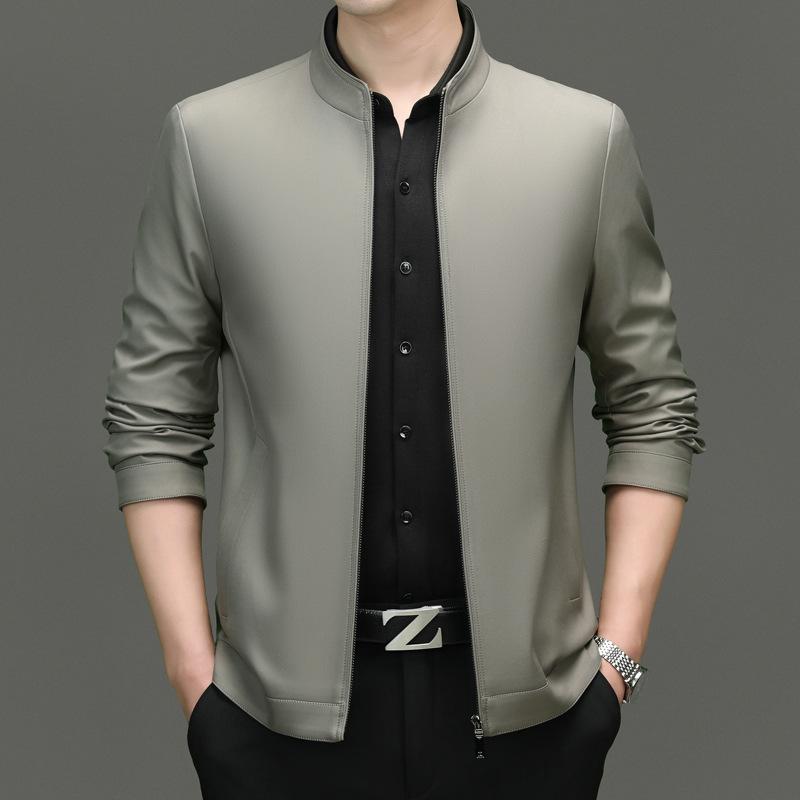 Stand-up Collar Jacket Zipper Business Jacket Middle-aged Men's Jacket Dad Jacket