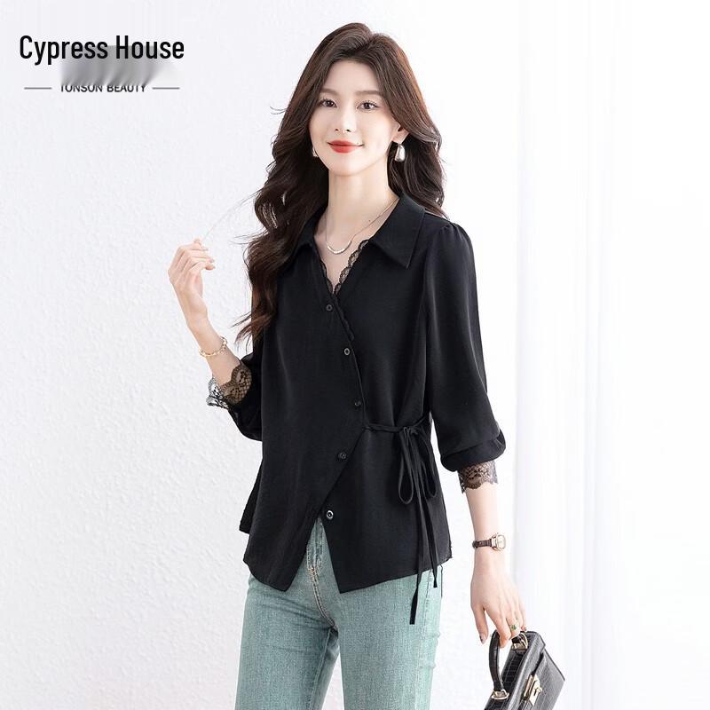 Women s Lapel Long Sleeve Commuter Shirt M