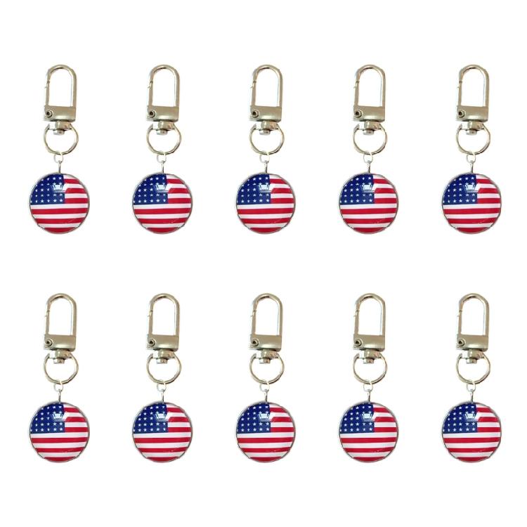 10PCS/Lot Trend Football Keychains Feature Bright Country Flags Rustproof Alloy And Glass Backpacks Decoration