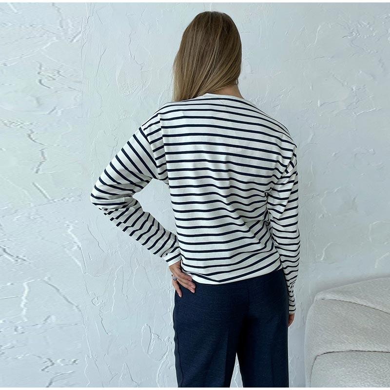 2025 Spring Autumn Long Sleeve Striped T-Shirts Women Basic Casual Tops Female Cozy Loose Cotton Tees T-Shirt New