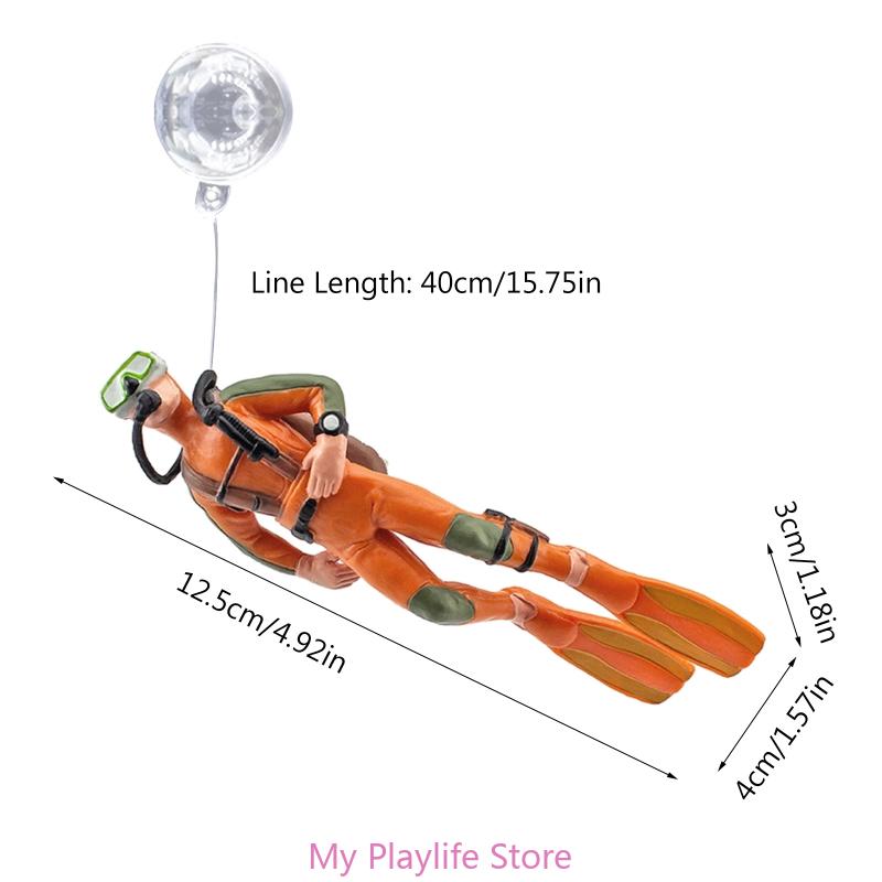 Aquarium Dekoration Harzfigur Taucher mit schwebender Kugel Zierde für Aquarien Betta Fisch Landschaftszubehör