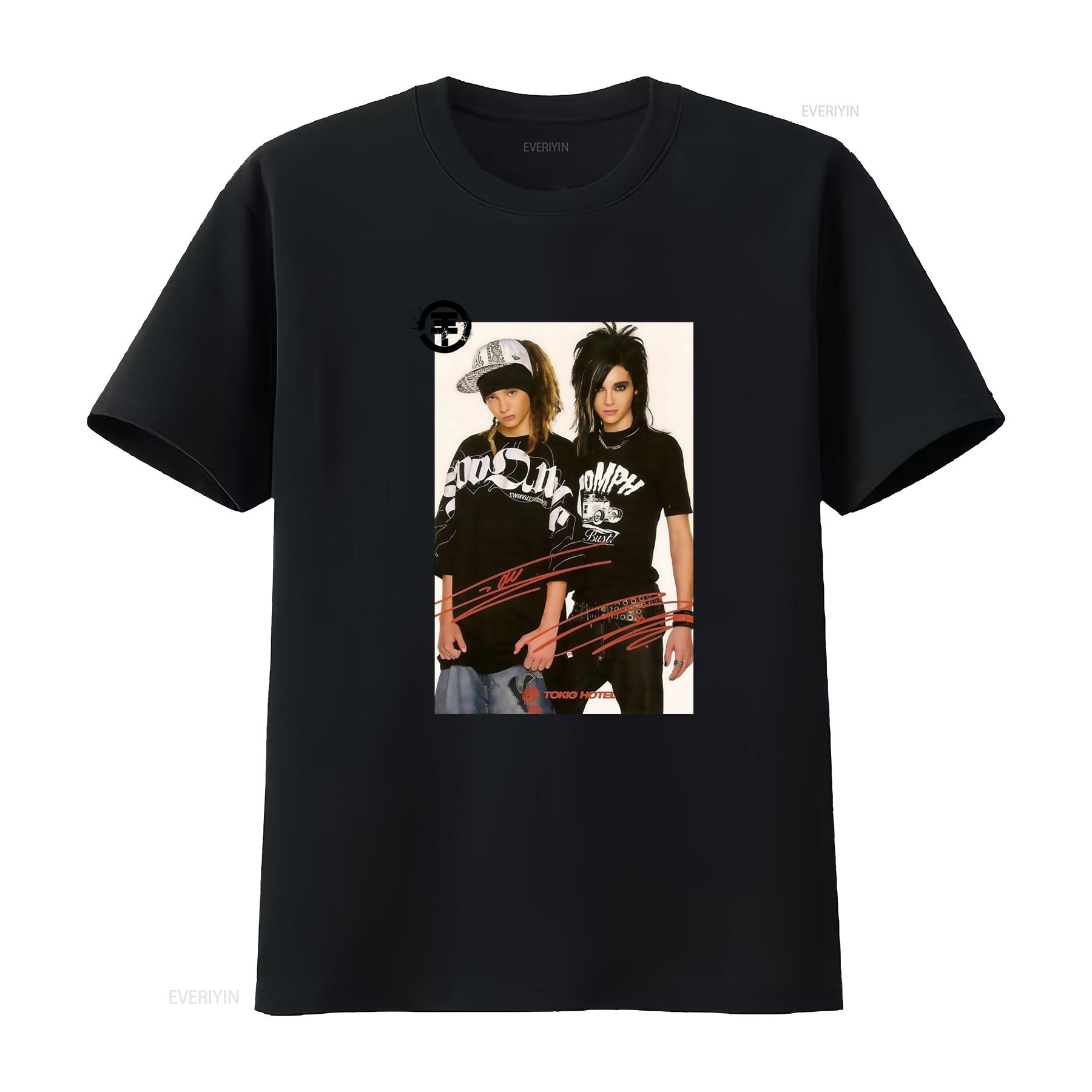 

Bill And Tom Kaulitz Tokio Hotel Signature Print T Shirt For Fan S4494 vintage Washed Top For Everyday Wear Stylish Unisex 4XL