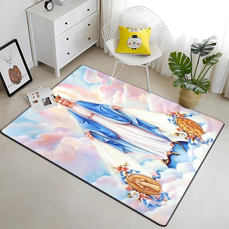 Jesus Virgin Maria Believer Pray Mat Believer Carpet for Living Room Rugs Bedroom Decorative Mat Anti-Slip Yoga Mats Area Rug