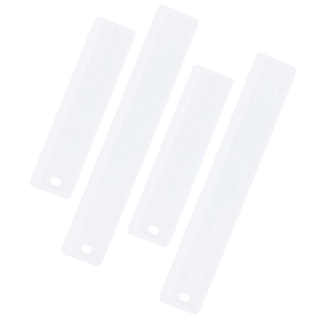 4Pcs Bookmark Mold Blank DIY Silicone Epoxy Pendant Jewelry Mirror Surface Craft White