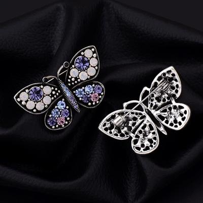 Klassische Luxus Kristall Schmetterling Brosche Mode Vintage Neutral Lässig Insekt Strass Anzug
