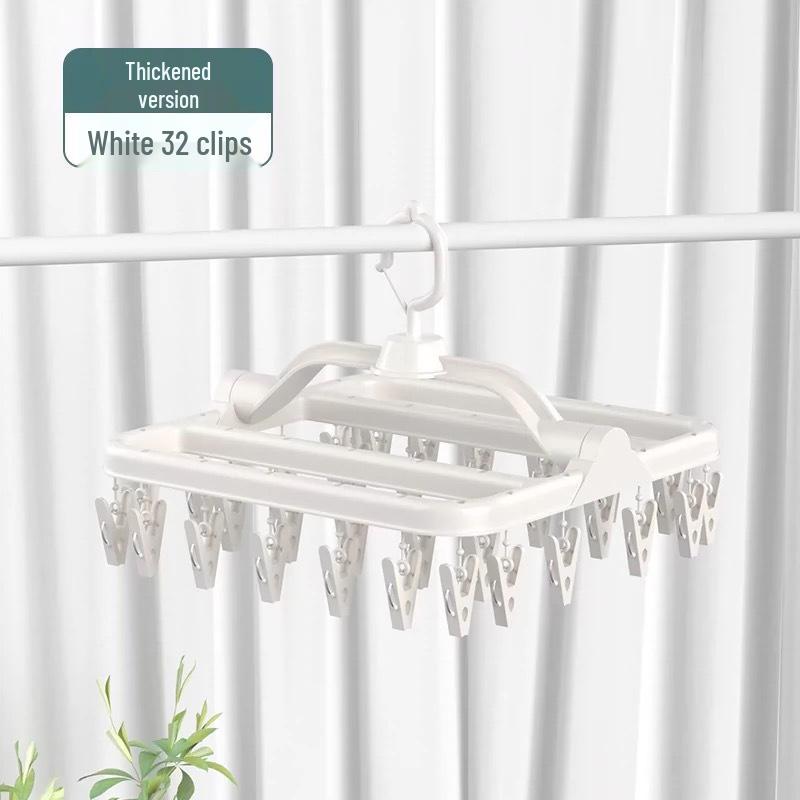 Windproof Foldable 32-Clip Hanger for Drying Clothes, Pants, Socks, and Underwear
