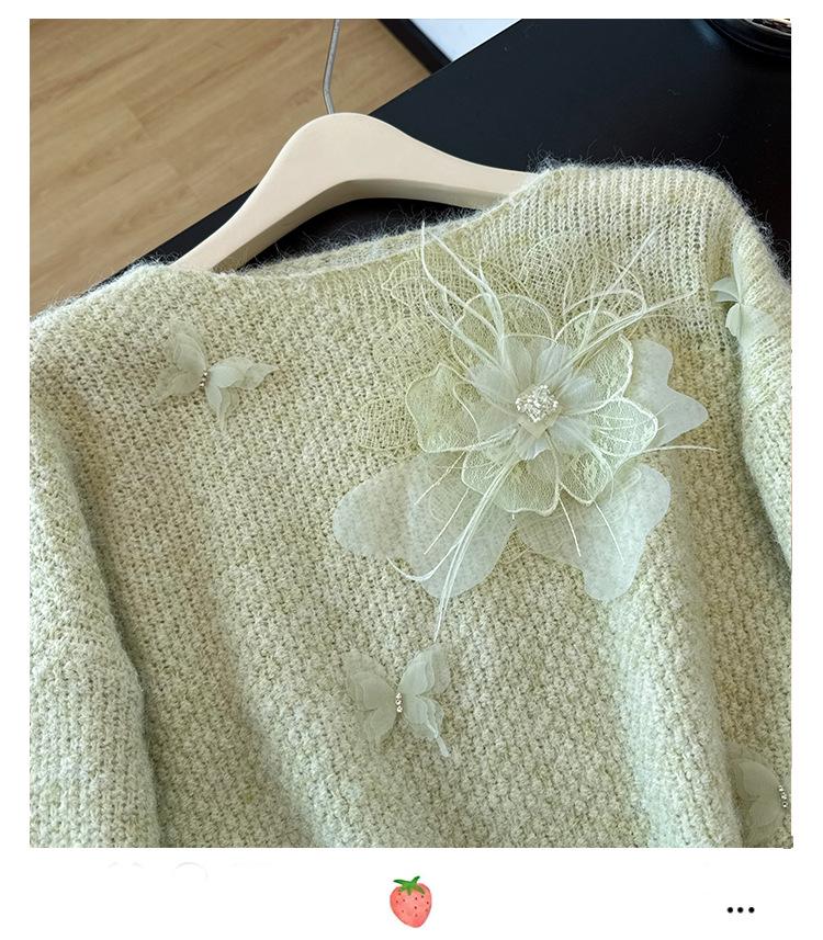 Women's Plus Size Chic Floral Knitwear: Slimming, Soft, Fluffy Autumn/Winter Sweater