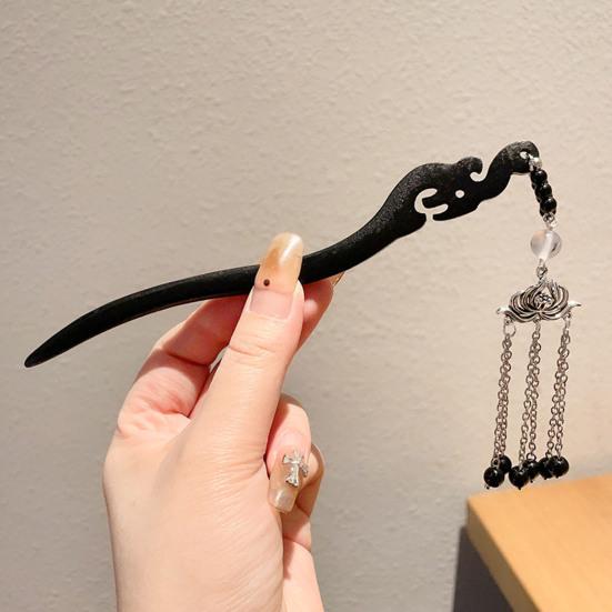 Chinese Ancient Style Hair Stick Metal Pendant Tassel Handmade Hair Chopstick Women Fringe Design Updo Hairstyle Accessory