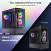 Okinos Aqua 6 Infinity Black PC Case: A Pillarless ATX-compatible PC Case with 3 ARGB Fans Included As Standard. (OKINOS AQUA 6 Infinity Mid-Tower