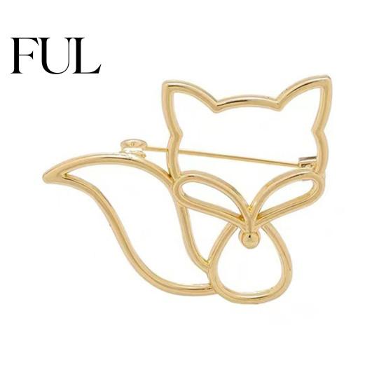 Bag Accessory Pin Women Brooch Hollow Fox Decor Stainless Exquisite Anti-slip Wear-resistant Anti-oxidation Jewelry Coat Collar Hat Scarf Decoration