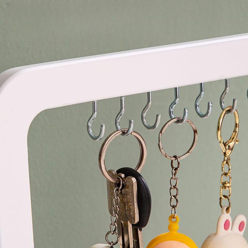 Wooden Multi-Function Entryway Rack: Desktop Necklace Bracelet Hanging Organizer Bedroom Key Storage Stand with Hooks for Wristwear & Accessories