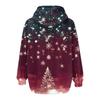 Ladies Fashion Casual Christmas Print Sweatshirt  Winter Long Sleeve Cardigan Jacket With Pocket Zipper Hoodie Jacket