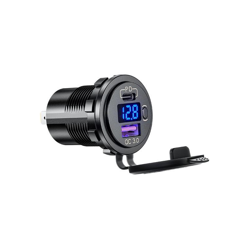 USB Charger Socket Waterproof Fast Charge Adapter PD Type C and QC3.0 Power Outlet with Switch for Car Marine Motorcycle
