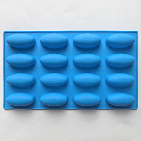 Silicone Baking Mold 16 Cavity Oval Chocolate Mold Non-Stick Freezer Oven Safe Dessert Mold Baking Supplies for Cake Jello Ice Cream