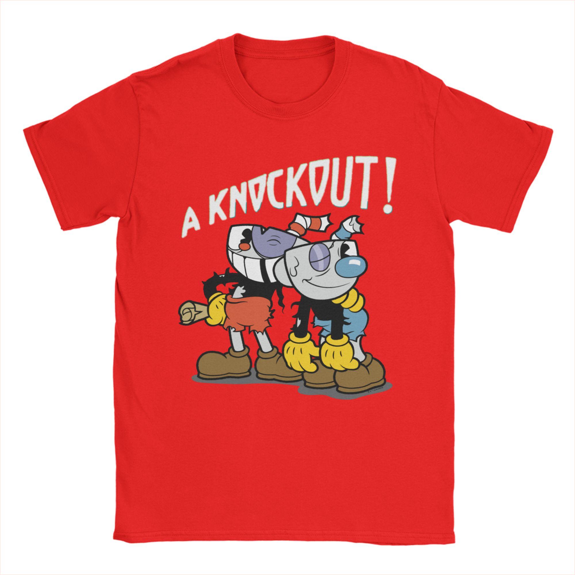 

Cuphead Knockout TShirt Beach 100 Cotton T Shirts For Men Hippie Pattern Tee Shirt Short Sleeve Awesome Top Tees S
