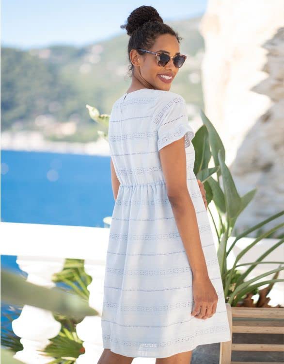 Ležérní párty šaty bavlněná krajka těhotenské šaty světle modré [Serafin] dámské XS(UK6)