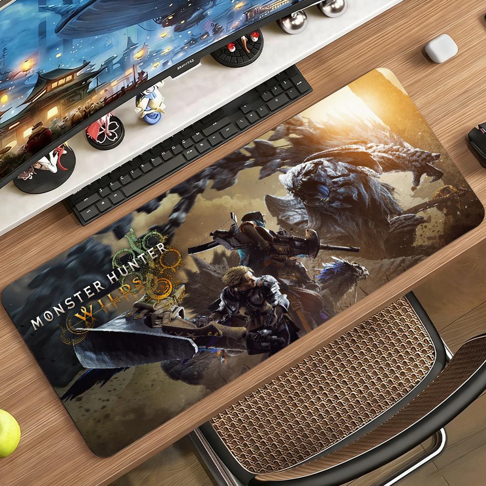 Spiel Monster Hunter W-Wilds Mauspads Rutschfester Gummi Gamer Balance Computer Matte Decoracion Schreibtischmatte Laptop Büro Groß