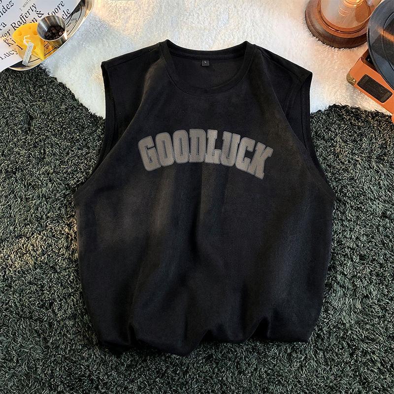 

Футболка без рукавов унисекс плотностью 220 г/м2, летняя замшевая жилетка, американская винтажная футболка большого размера 5XL чёрный